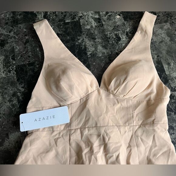 AZAZIE Women's Party Chiffon Princess Maxi Dress Christiana Beige - Picture 2 of 7